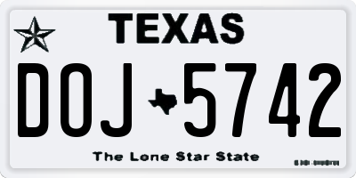 TX license plate DOJ5742
