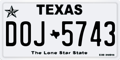 TX license plate DOJ5743