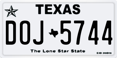 TX license plate DOJ5744