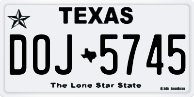 TX license plate DOJ5745