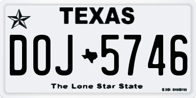 TX license plate DOJ5746