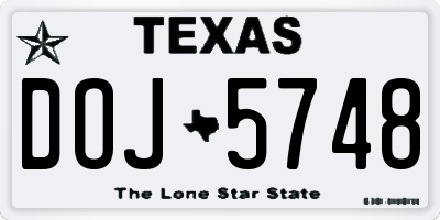 TX license plate DOJ5748