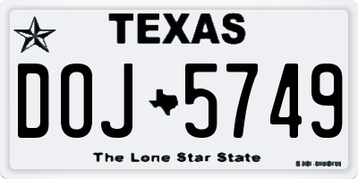 TX license plate DOJ5749