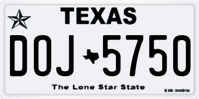 TX license plate DOJ5750
