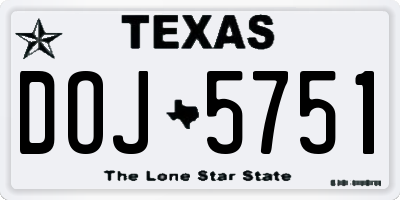 TX license plate DOJ5751