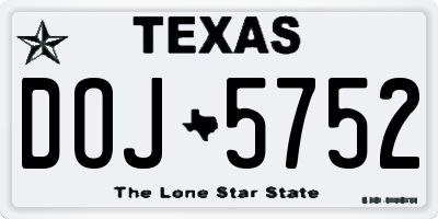 TX license plate DOJ5752