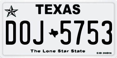 TX license plate DOJ5753