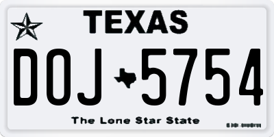 TX license plate DOJ5754