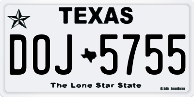 TX license plate DOJ5755