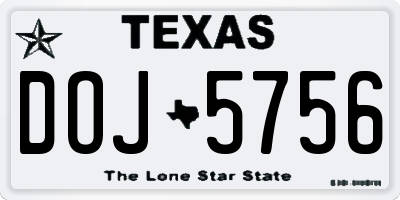 TX license plate DOJ5756
