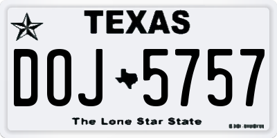 TX license plate DOJ5757