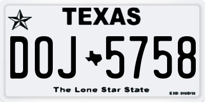 TX license plate DOJ5758