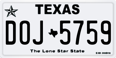 TX license plate DOJ5759