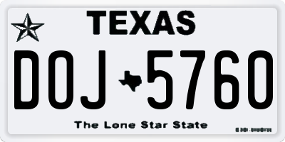 TX license plate DOJ5760