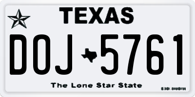 TX license plate DOJ5761