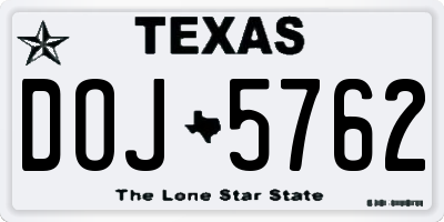 TX license plate DOJ5762