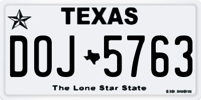 TX license plate DOJ5763