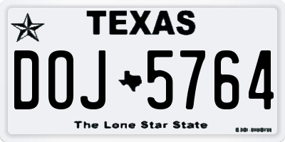 TX license plate DOJ5764