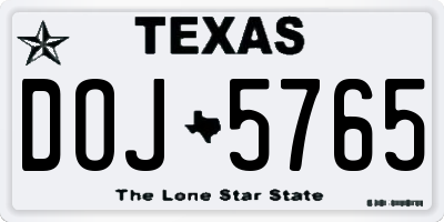 TX license plate DOJ5765