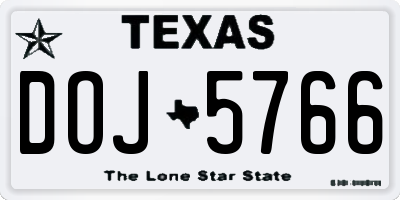 TX license plate DOJ5766