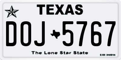 TX license plate DOJ5767