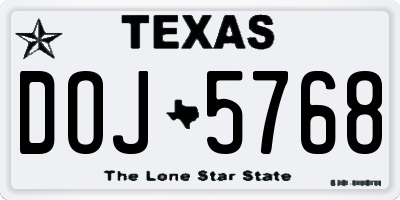 TX license plate DOJ5768