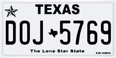 TX license plate DOJ5769