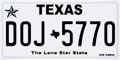 TX license plate DOJ5770