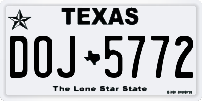 TX license plate DOJ5772