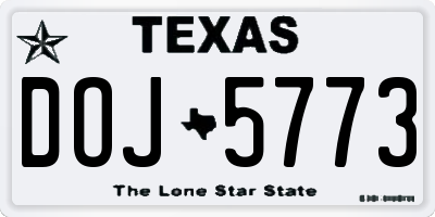 TX license plate DOJ5773