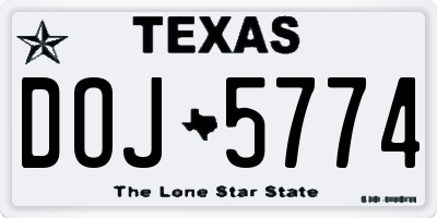 TX license plate DOJ5774