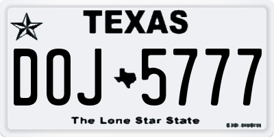 TX license plate DOJ5777