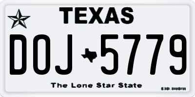 TX license plate DOJ5779