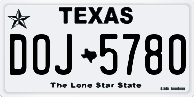 TX license plate DOJ5780