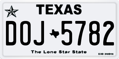 TX license plate DOJ5782