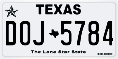 TX license plate DOJ5784