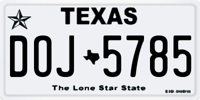 TX license plate DOJ5785