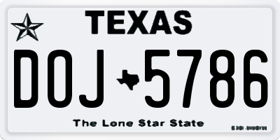 TX license plate DOJ5786