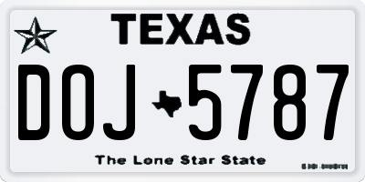 TX license plate DOJ5787
