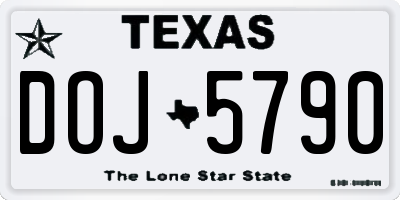 TX license plate DOJ5790