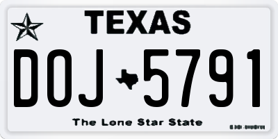 TX license plate DOJ5791