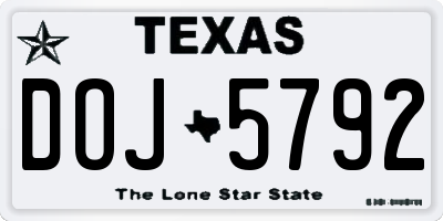 TX license plate DOJ5792
