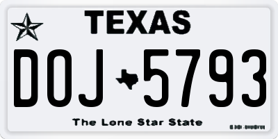 TX license plate DOJ5793