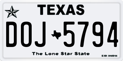 TX license plate DOJ5794