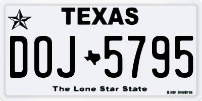 TX license plate DOJ5795