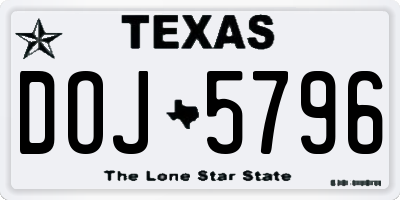 TX license plate DOJ5796