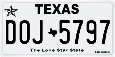 TX license plate DOJ5797