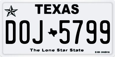 TX license plate DOJ5799