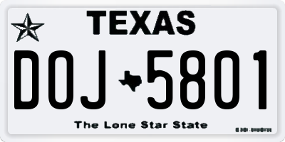 TX license plate DOJ5801
