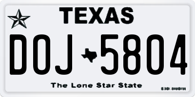 TX license plate DOJ5804